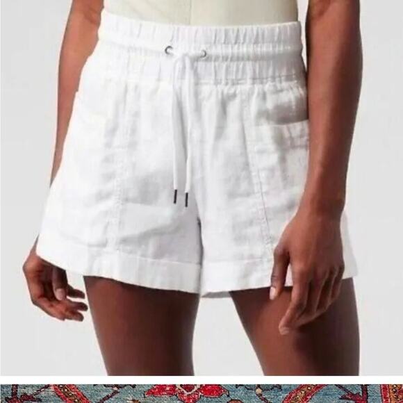 NEW Athleta Cabo Linen Pull On Drawstring Shorts Sz 14 White - Picture 10 of 10
